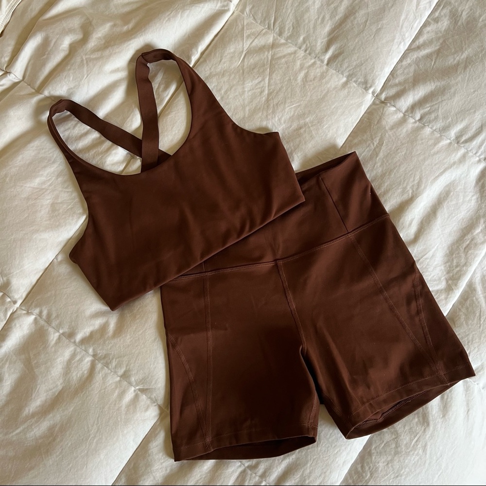 Girlfriend Collective Simone Bra & Run Shorts Set in Earth